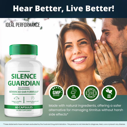Silence Guardian Tinnitus Relief For Ringing Ears Capsules, Silence Guardian Ring Clear Tinnitus Pills, SilenceGuardian Ear Tinnitus Supplement, Ear Ringing Tinnitus, SilenceGuardian Reviews (1 Pack)