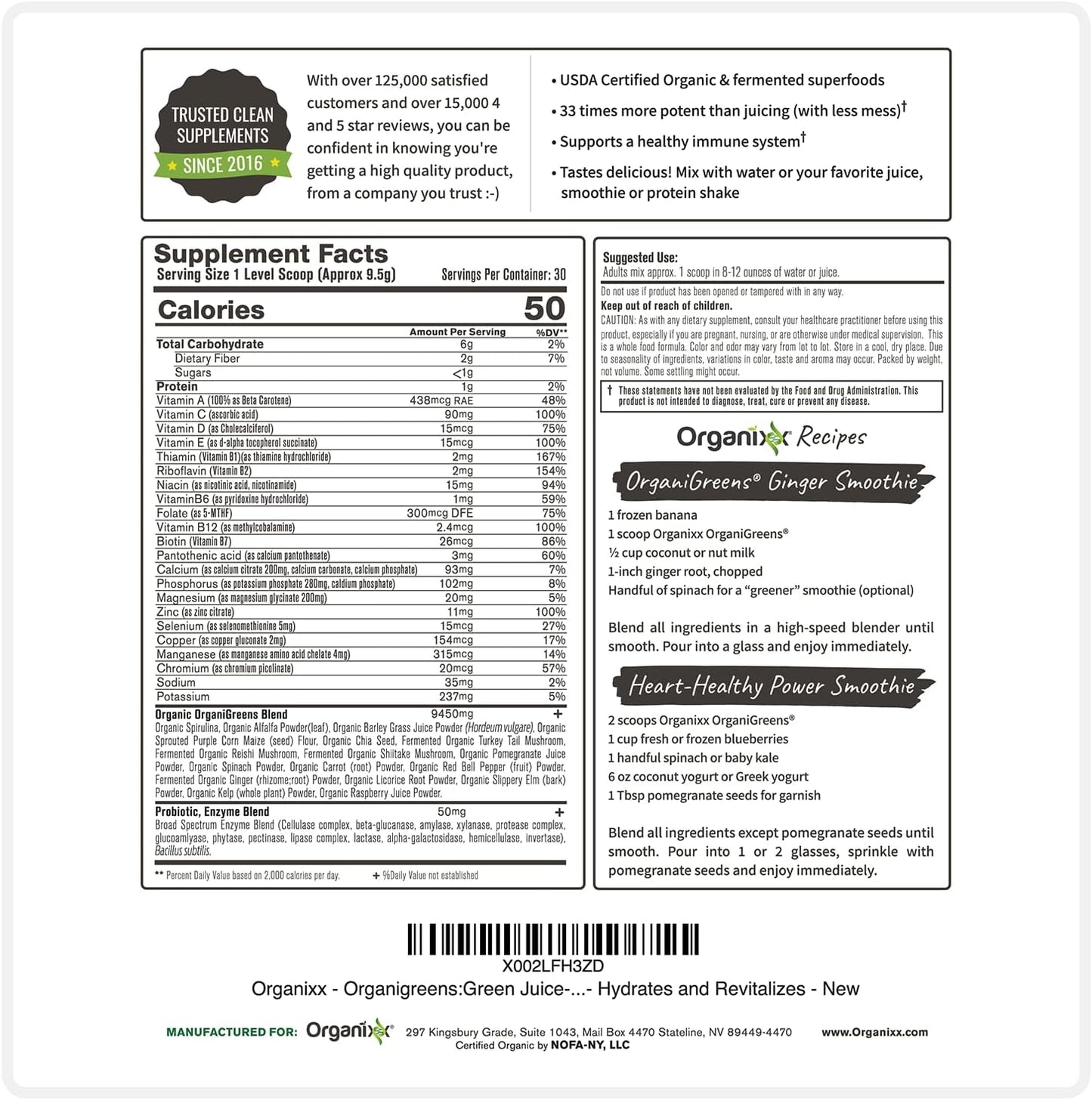 Organixx Greens Superfood Powder with Probiotic Digestive Enzymes - görsel 8