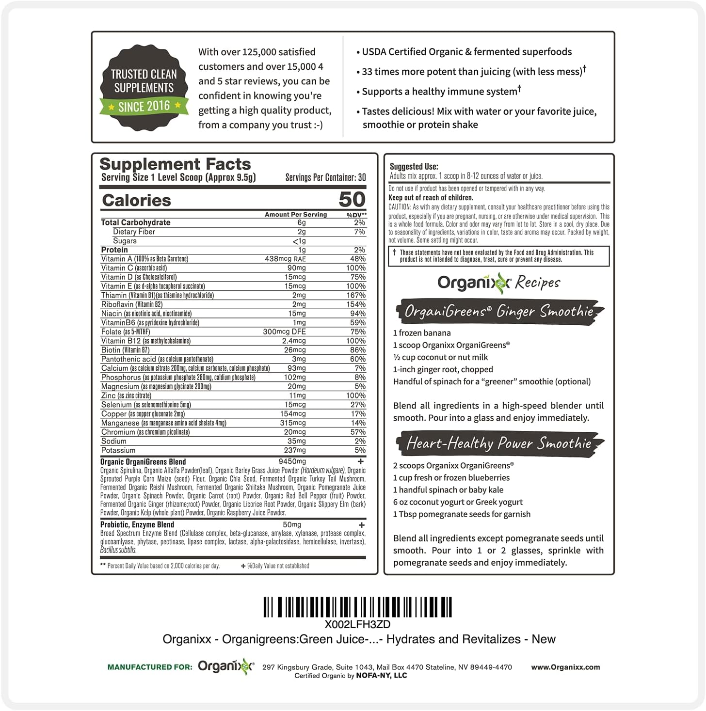 Organixx Greens Superfood Powder with Probiotic Digestive Enzymes - görsel 8