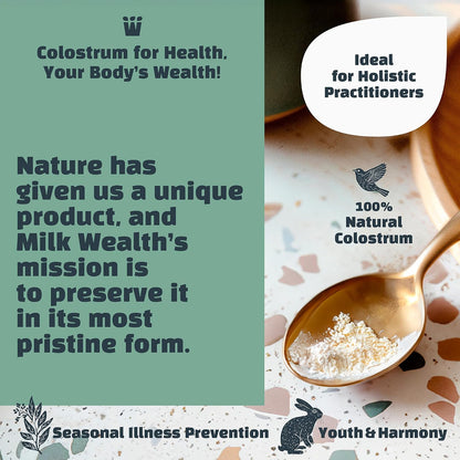 Milk Wealth™ Freeze-Dried Bovine Colostrum Powder – Immune & Gut Health Support, Grass-Fed, Unflavoured (25 Single-Serve Packets)