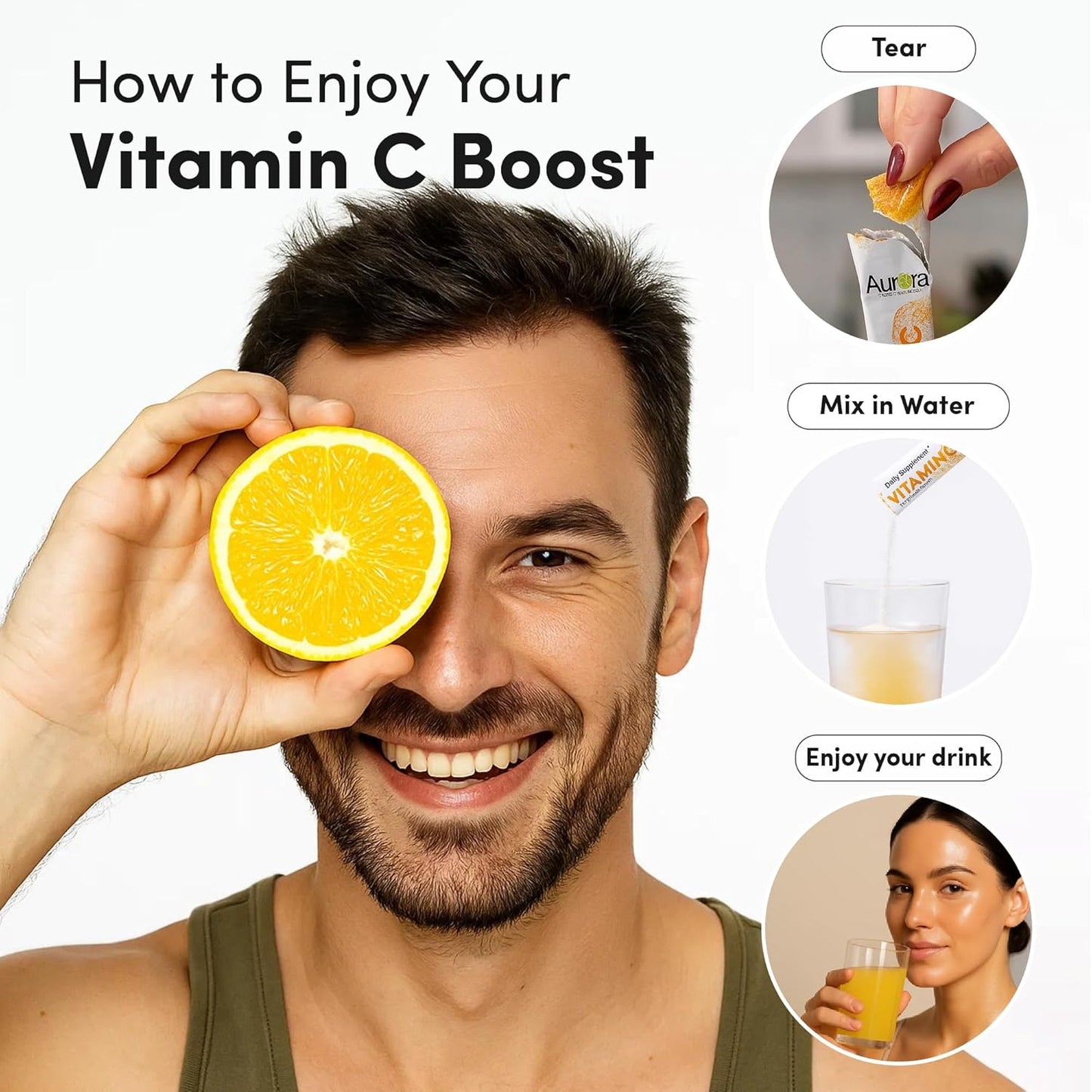 Aurora Nutrascience Nano-Pack Liposomal Vitamin C Powder Drink Mix - 3000 mg, Orange, 30 Packets - görsel 5