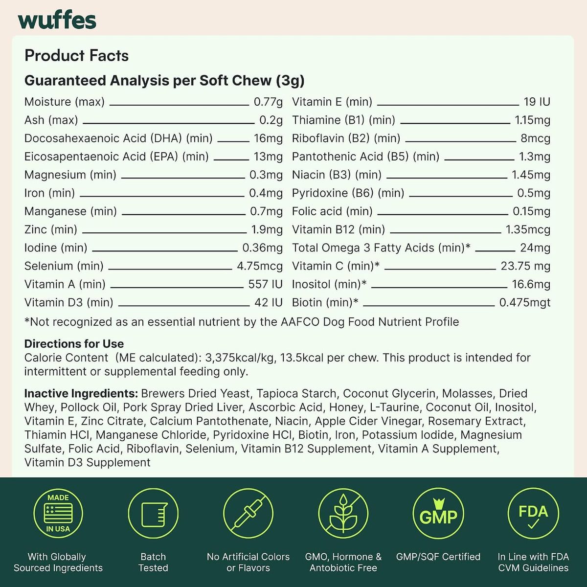 Wuffes 23-in-1 Dog Multivitamin Soft Chews – – Zinc and Vitamin A: Important for skin integrity and immune – Image 9