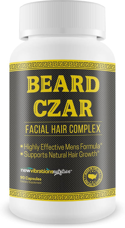 The Beard Czar Facial Hair Complex – Men's Beard Growth Supplement with Biotin & B Vitamins, 60 Capsules