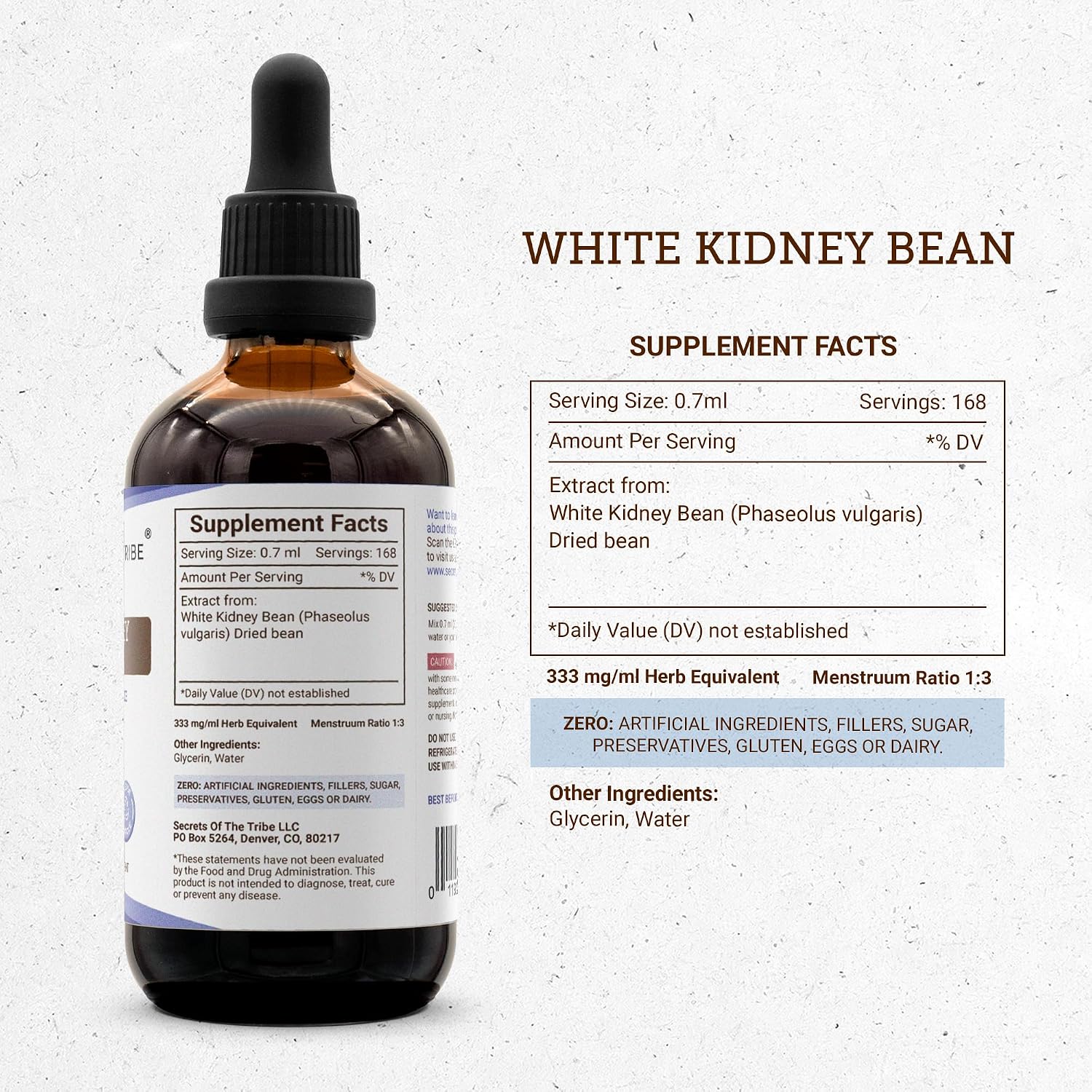 Secrets of the Tribe White Kidney Bean Tincture Alcohol-Free Extract, High-Potency Herbal Drops, 118 mL - görsel 4