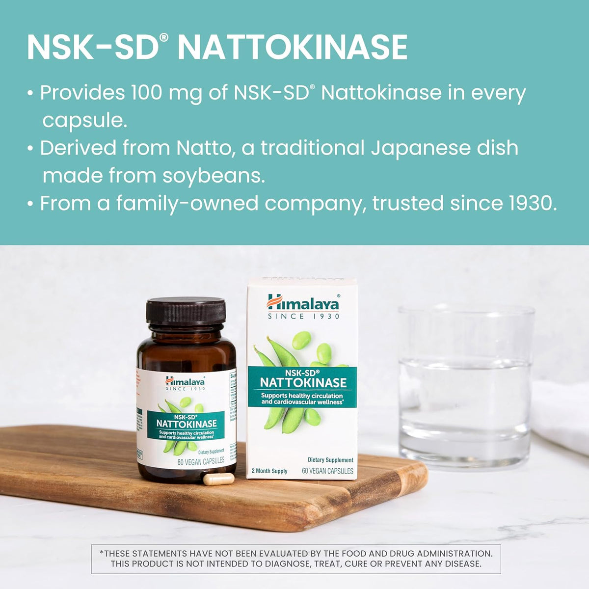 Himalaya NSK-SD Nattokinase, Dietary Supplement for Healthy Circulation, Vegan, Gluten Free Natto Extract, 100 mg, 60 – Image 3