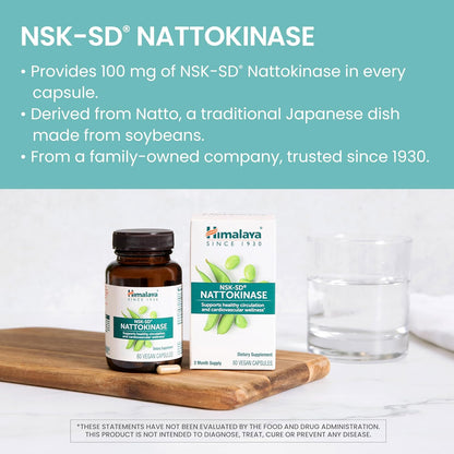 Himalaya NSK-SD Nattokinase, Dietary Supplement for Healthy Circulation, Vegan, Gluten Free Natto Extract, 100 mg, 60 – Image 3
