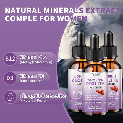 Premium Zeolite Drops for Women's – 99%+ – Vitamin B12 (500 mcg): As methylcobalamin, this active form supports – Image 2