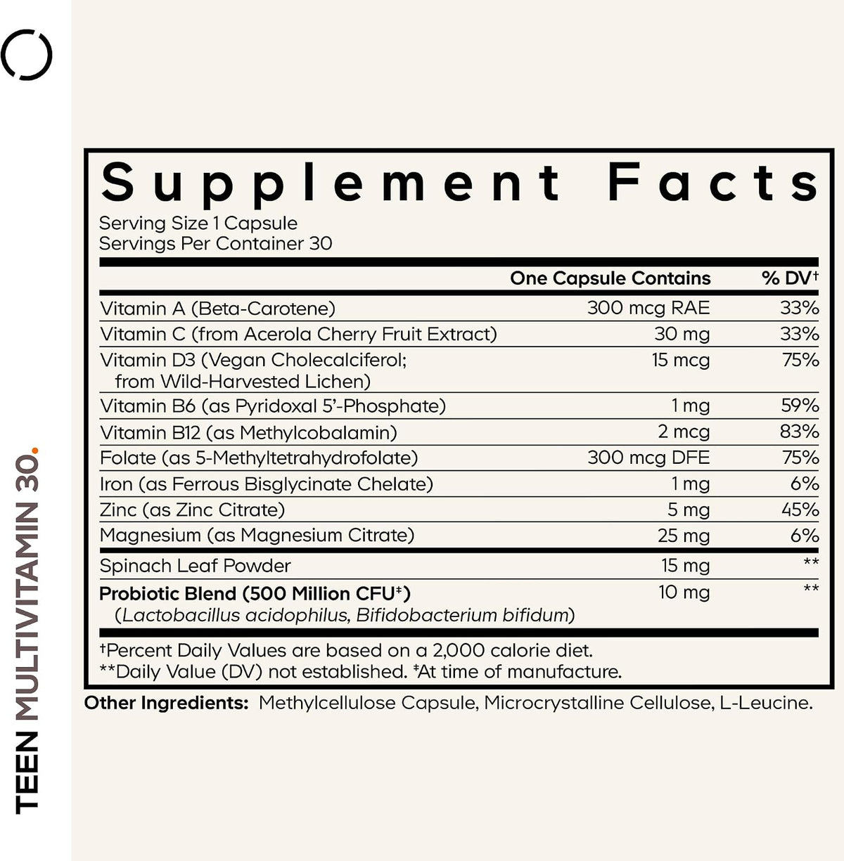Codeage Teen Multivitamin - Vegan Multivitamins for Teenage Boys and Girls with Vitamins A, C, D3, B12, Folate, Zinc, Iron, – Image 2