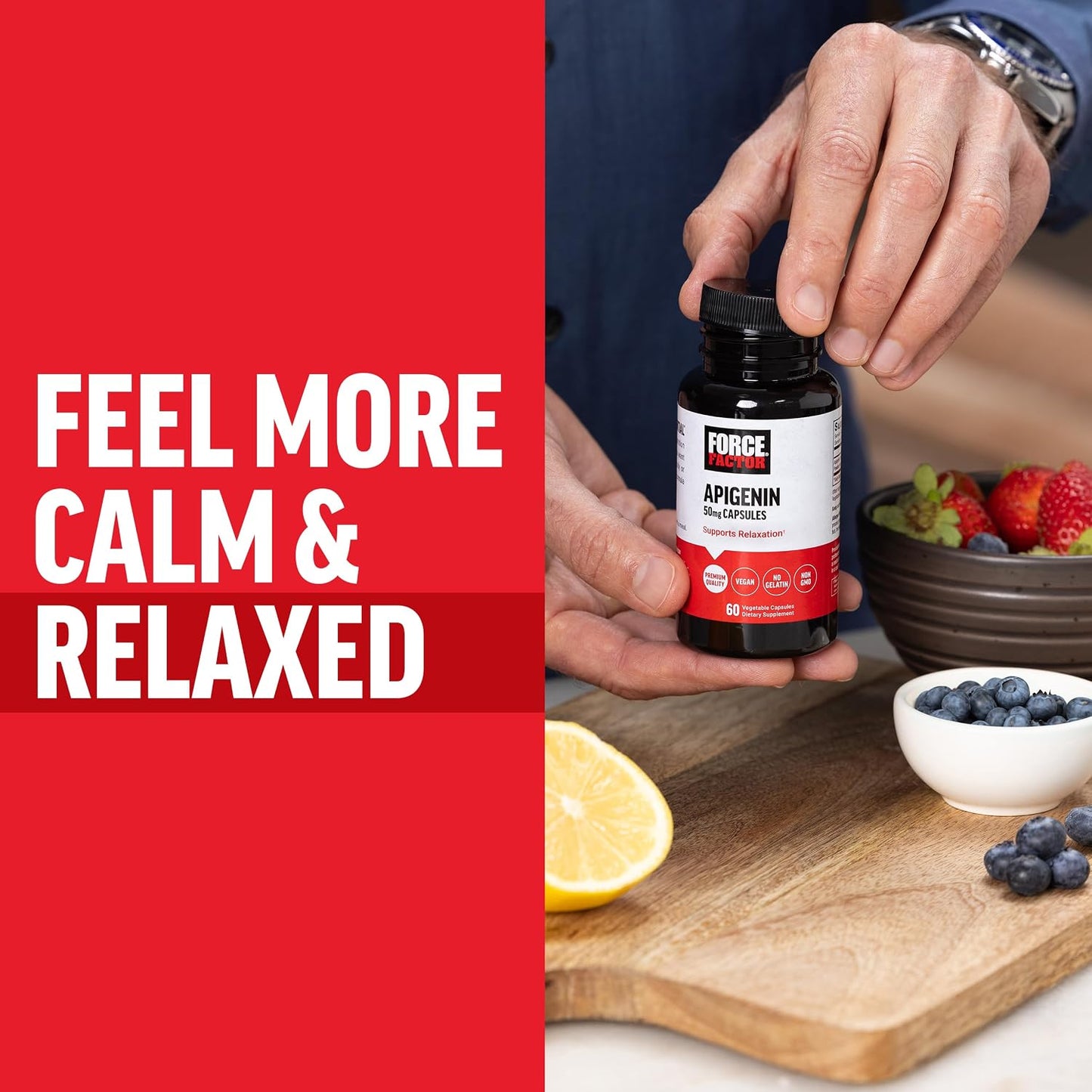 Force Factor Apigenin Supplement for Relaxation and Stress Support, Powerful Bioflavonoid and Antioxidant, Apigenin 50mg, Premium Quality, Vegan, Non-GM, 60 Capsules (Packaging May Vary) - görsel 5