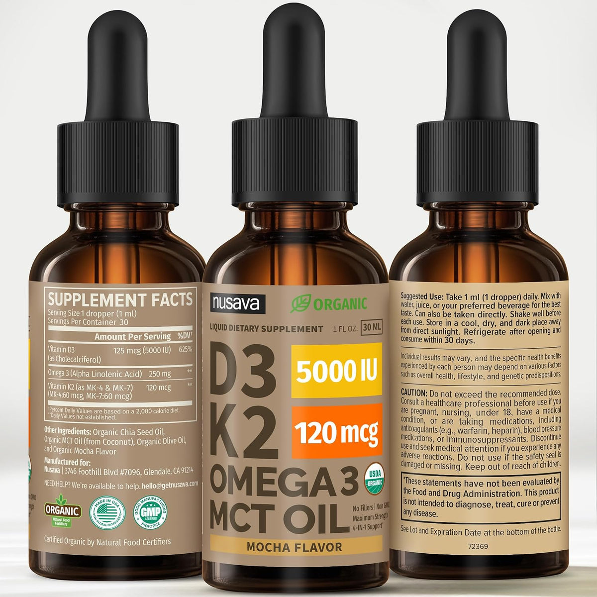 (2 Pack) Organic Vitamin D3 K2 Drops with – Muscle Strength: Adequate vitamin D levels contribute to normal muscle – Image 8