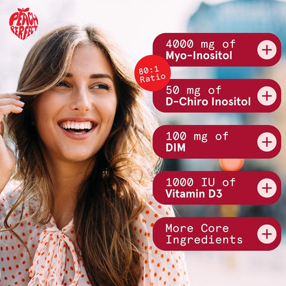 Peach Perfect Inositol Powder Multivitamin, Strawberry Acai Flavour – 4g Myo & D-Chiro Inositol, DIM, Zinc, Magnesium – Image 4