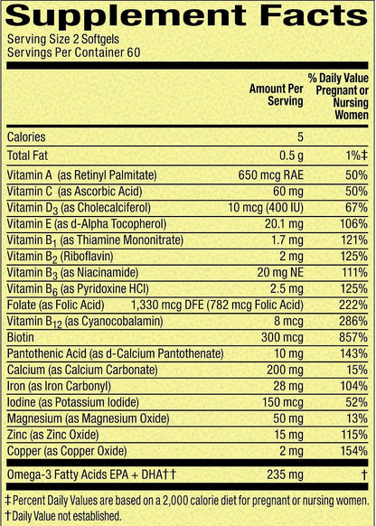Prenatal Vitamins for Women's - 120 Mini Soft-gels Multivitamin/Multimineral (Pack of 1) – Image 5