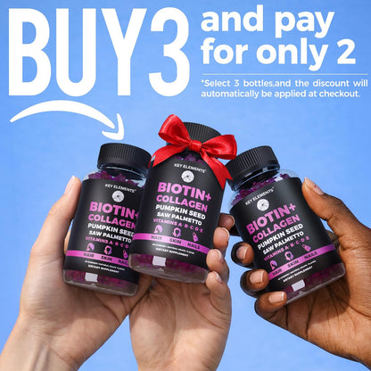 KEY ELEMENTS Biotin & Collagen Gummies – 10,000mcg for Hair, Skin & Nails
