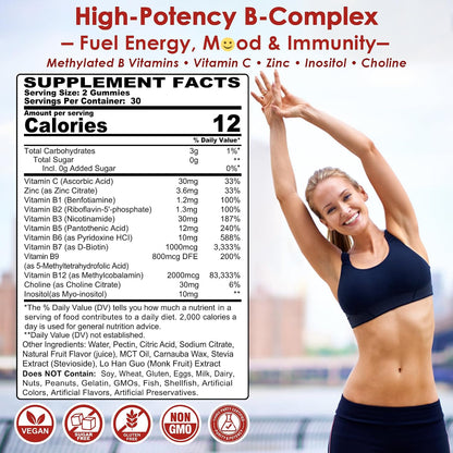 Methylated Vitamin B Complex Gummies - B12 & – Contributes to normal nervous system function – Image 2