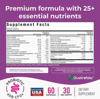 NatureGenX Methyl Prenatal with Probiotics – Prenatal Vitamins for Women's with Iron, Methyl Folate, Ginger, Active B12 & 28 – Image 2