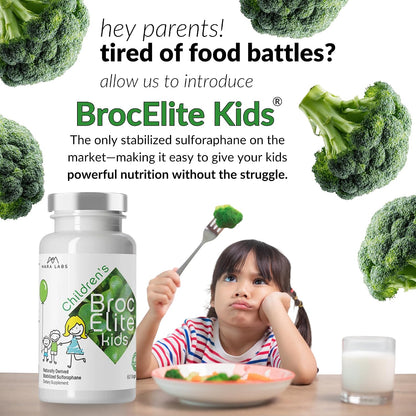 BrocElite Kids Broccoli Supplement with Stabilised Sulforaphane – 60 Vegan Capsules