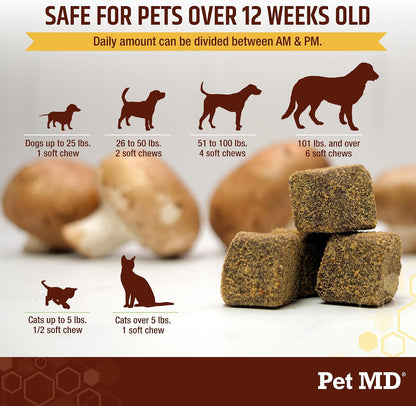 Pet MD Mushroom Immune Support for Dogs & – Antioxidant Protection: Mushrooms and CoQ10 provide antioxidants to – Image 4