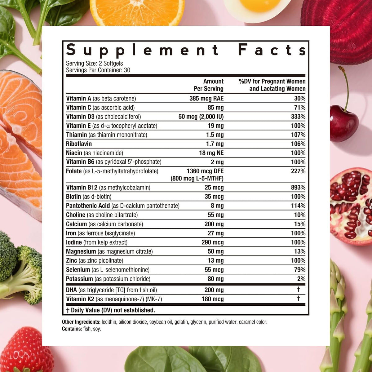 Doctor's Recipes Prenatal Multivitamin with – Choline : Often missed in other prenatals, choline supports neural – Image 2