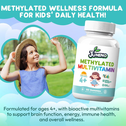 Juneno Methylated Multivitamin Gummies for – Cognitive development: Methylated B12 and folate are involved in – Image 2