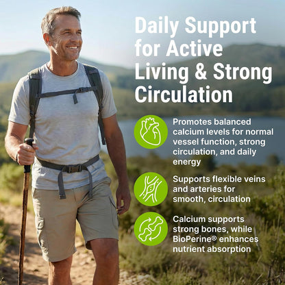 Vein & Artery Supplement – Blood Flow Support with Calcium – 60 Capsules
