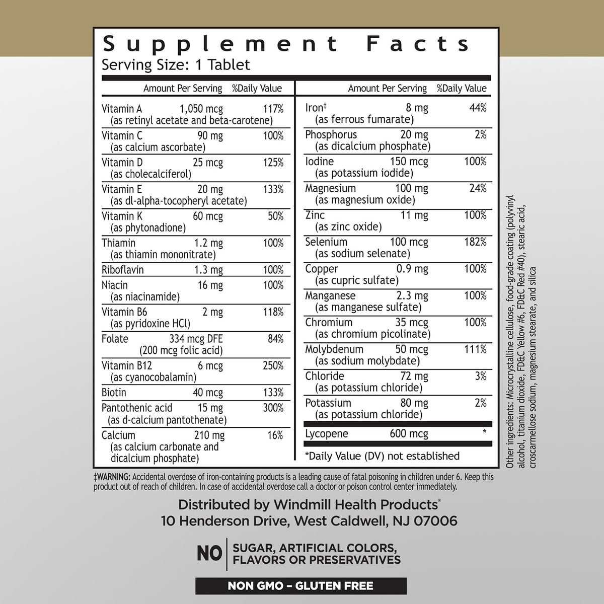 Windmill Men’s Multi 50+ Multivitamin with – B-Complex Vitamins: Includes B6, B12, folate and others that – Image 2