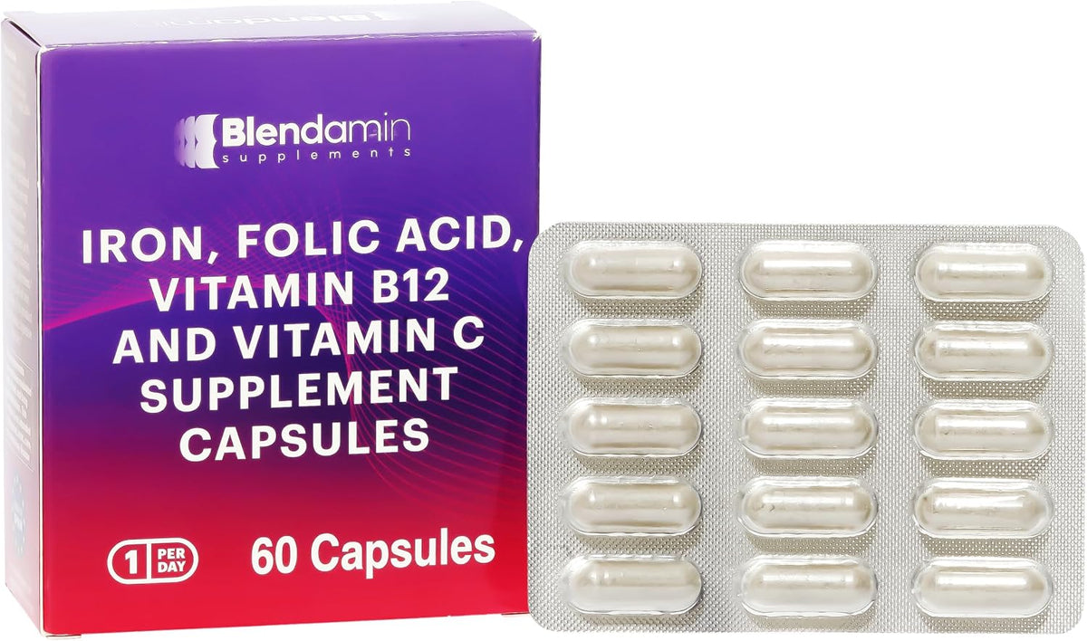 Blendamin Iron Ferrous Bisglycinate with – Iron (Ferrous Bisglycinate): A gentle, chelated form that's easy on the – Image 1