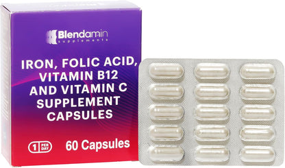 Blendamin Iron Ferrous Bisglycinate with – Iron (Ferrous Bisglycinate): A gentle, chelated form that's easy on the – Image 1