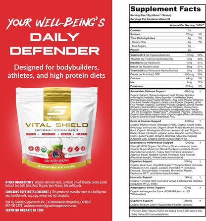Granite Nutrition Vital Shield - USDA Organic Superfood Greens with Mushrooms & Tart Cherry for Energy, Immunity and Gut – Image 3