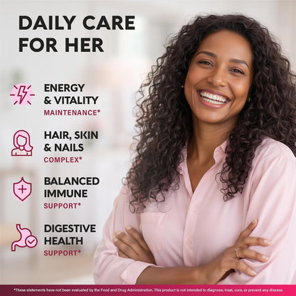 NUTRAHARMONY Women's's Multivitamin 47-in-1 with B-Complex, Whole Foods and Beauty Complex - 90 Capsules