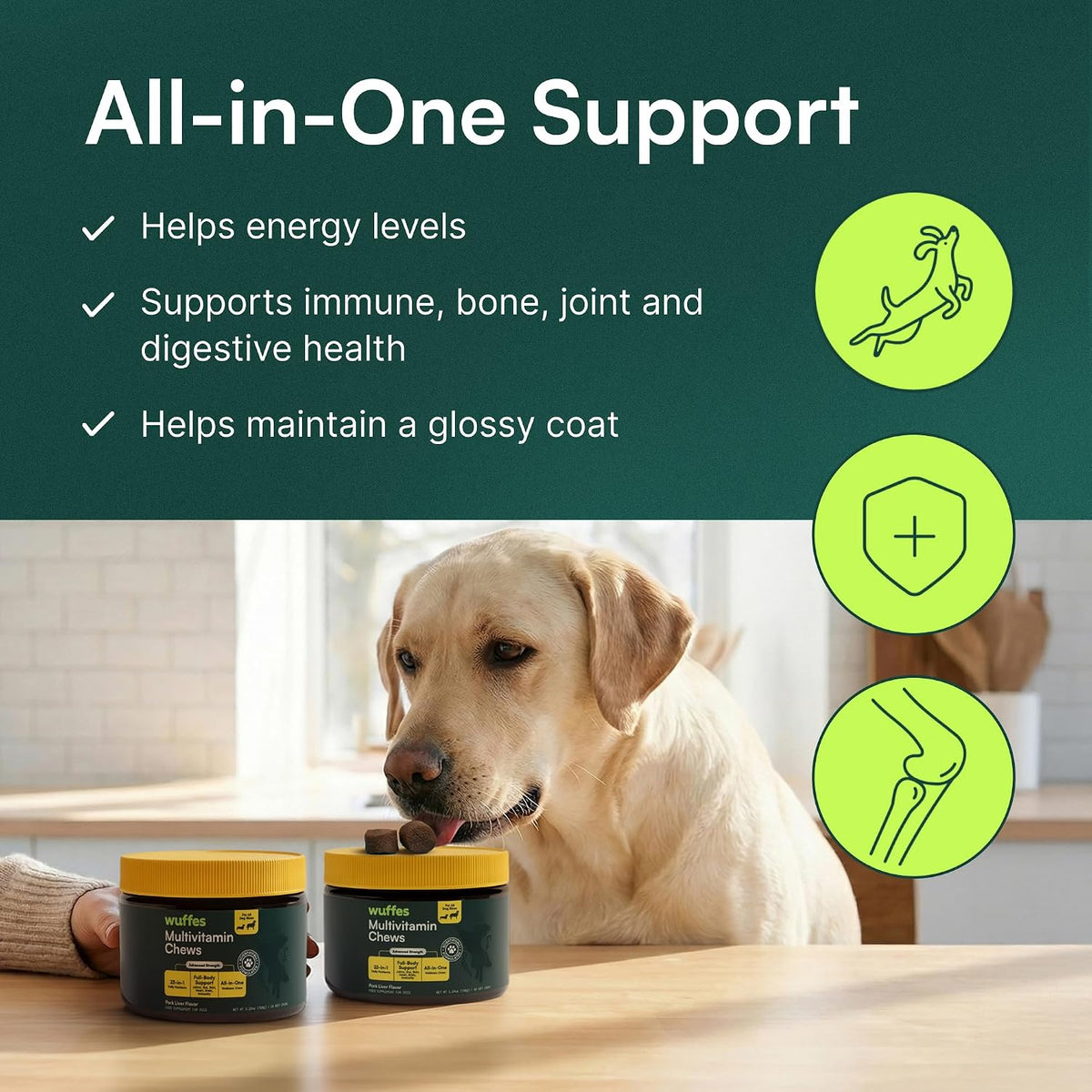 Wuffes 23-in-1 Dog Multivitamin Soft Chews – – L-Taurine: An amino acid that may support heart and eye health. – Image 6