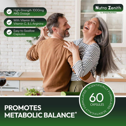 AKG Anti-Ageing & Energy Boost Supplement with Vitamin B6, Vitamin C & L-Arginine – 60 Capsules – Image 8