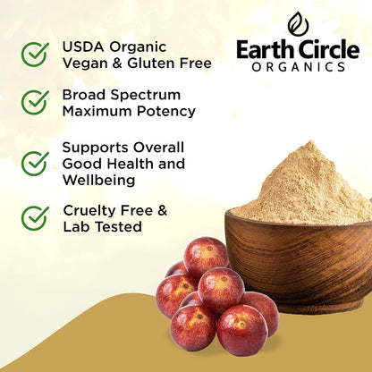 Earth Circle Organics Camu Camu Powder – Organic Raw Berry Powder with Natural Vitamin C & Antioxidants – Vegan, Kosher, Non-GM Superfood – 85g (Pack of 3)