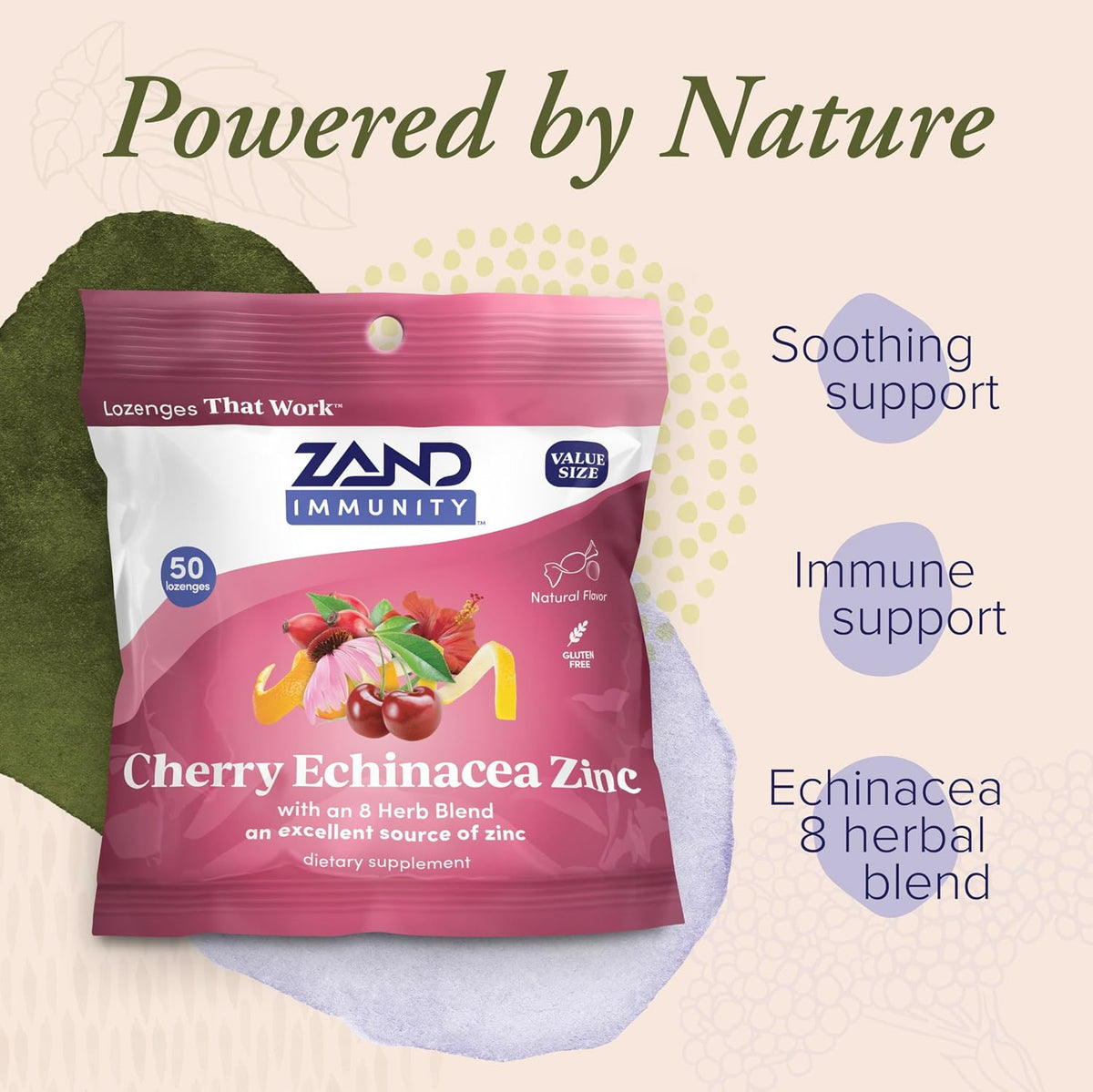 ZAND Immunity Cherry Echinacea Zinc Throat Lozenges 2 Pack – Image 3