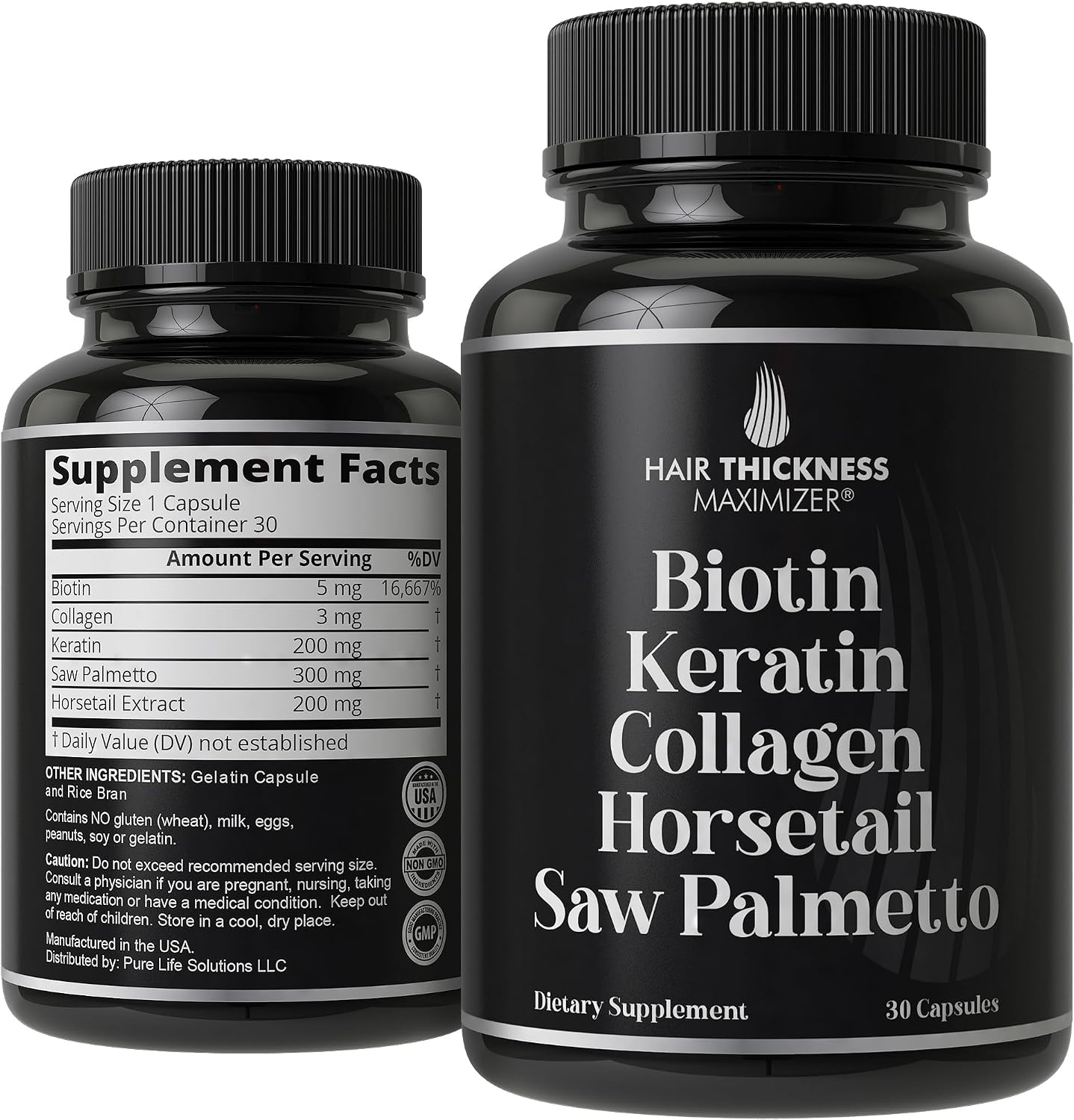 Hair Thickness Maximiser 5-in-1 Hair Growth Supplement – Biotin 5000mcg with Keratin, Collagen, Horsetail & Saw Palmetto - görsel 6