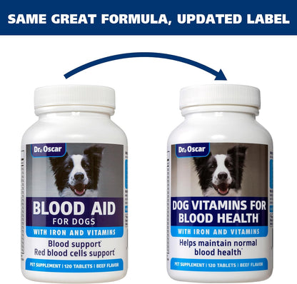3in1 Blood Aid, Immunity & Energy for Dogs – Iron Supplement with 22-in-1 Formula, 120 Tablets
