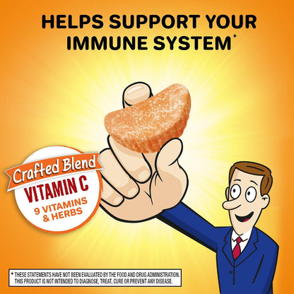 Airborne 750mg Vitamin C Immune Support Supplement Gummies for Adults, Zesty Orange Flavour, Gluten free Crafted Blend with Powerful Antioxidants Vitamins A C & E, 63 Gummies (2 Pack)