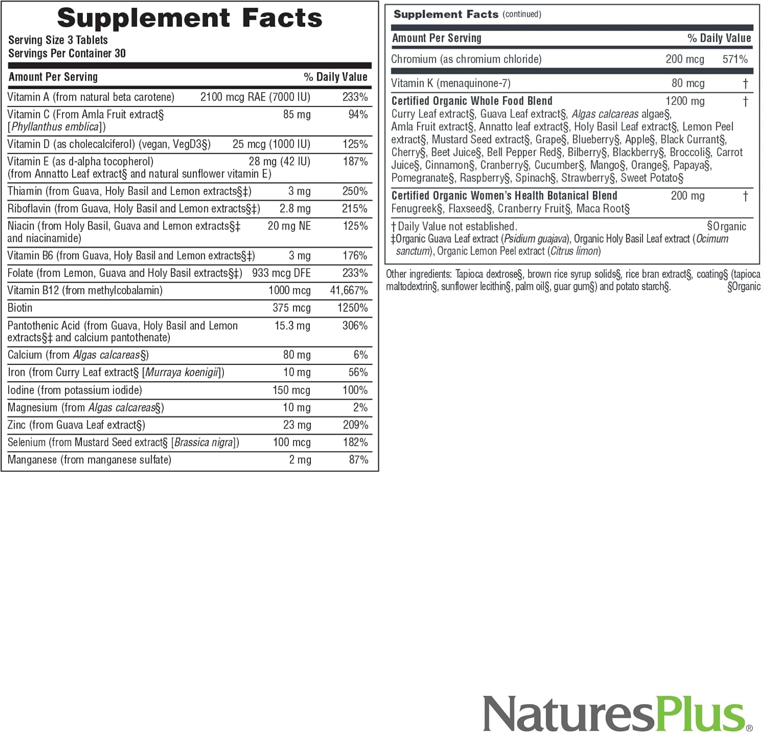 NaturesPlus Source of Life Garden Women's Multivitamin - 90 Tablets - görsel 5