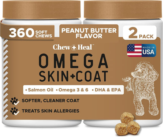 Anti Itch for Dogs - 360 Soft Chew Omega – Skin and Coat Support: Omega fatty acids from salmon oil, fish oil, and – Image 1