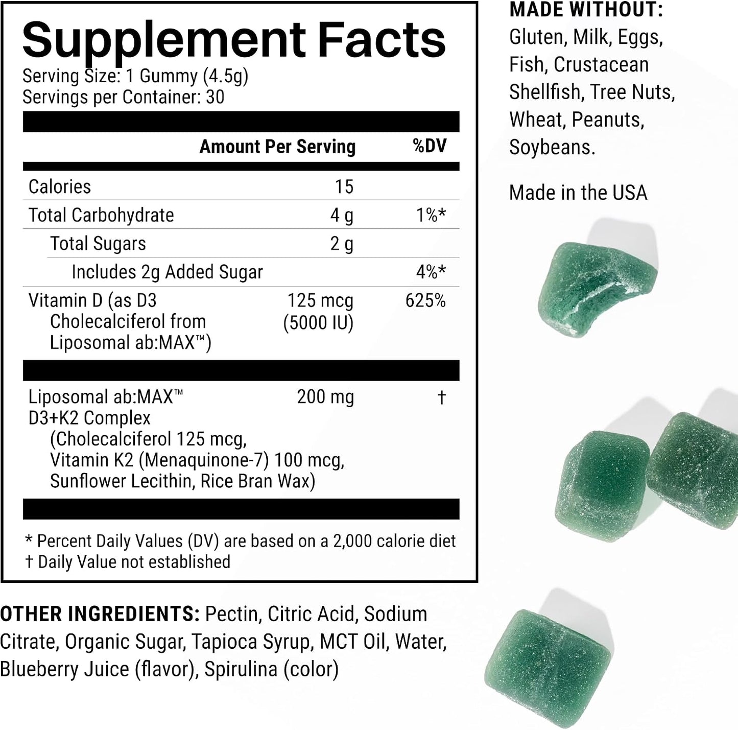 Haroutine Liposomal Vitamin D3 + K2 Gummies (Mixed Berry, 5000 IU D3 & 100 mcg K2 MK-7) - görsel 3