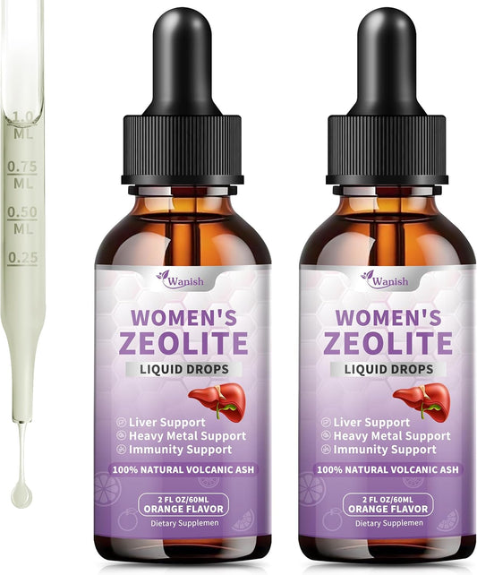 Wanish Premium Zeolite Drops for Women's - 99%+ Pure Natural Volcanic Ash with B12 & D3, Vegan, Non-GM, 118 mL – Image 1