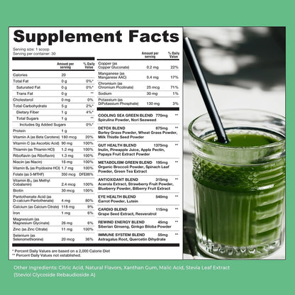 Rewind Best Tasting Super Greens Powder – Peach Flavour (40+ Superfoods, Vitamins & Minerals)