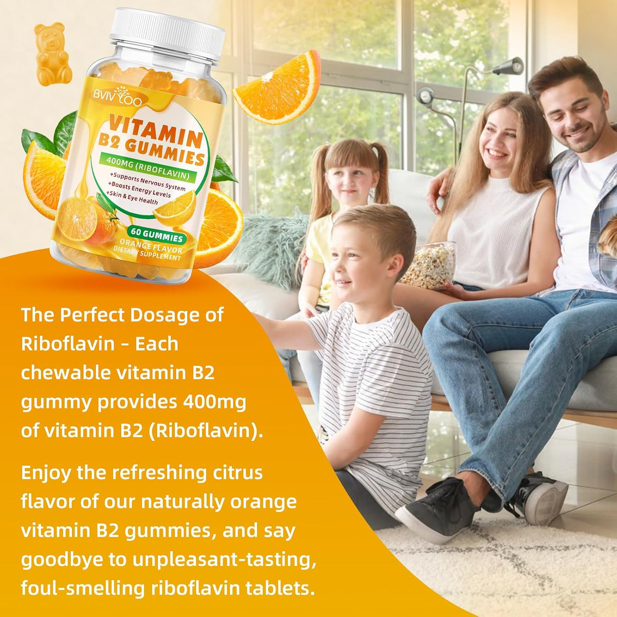 BVIVLOO Vitamin B2 Gummies – Riboflavin 400mg for Energy and Metabolism Support – Image 7