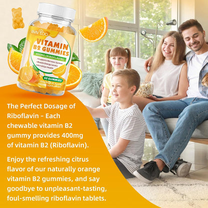 BVIVLOO Vitamin B2 Gummies – Riboflavin 400mg for Energy and Metabolism Support – Image 7