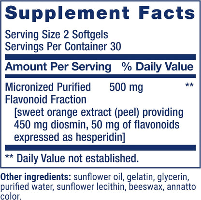 Life Extension Youthful Legs, Blood Flow, Vein Support, Circulation Supplement, Leg Health, Orange Peel Extract, Diosmin, Gluten free, Non-GM, 60 Softgels