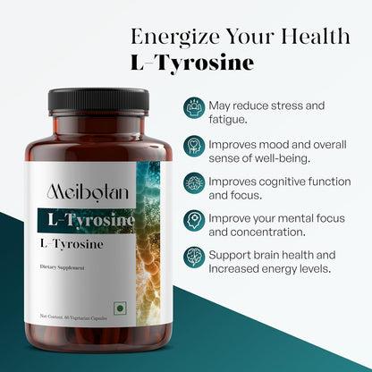 MEIBOTAN L-Tyrosine 500mg - Mental Focus & Energy Support - 60 Vegan Capsules – Image 5