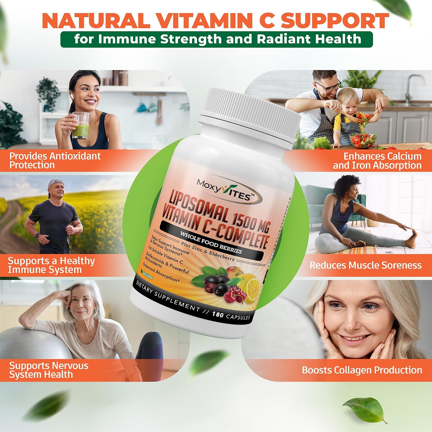 Liposomal Vitamin C with Zinc Capsules – Immune Support, 1500mg per Serving, 180 Vegie Caps (3-Month Supply) - görsel 3