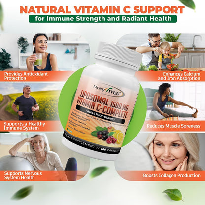 Liposomal Vitamin C with Zinc Capsules – Immune Support, 1500mg per Serving, 180 Vegie Caps (3-Month Supply)