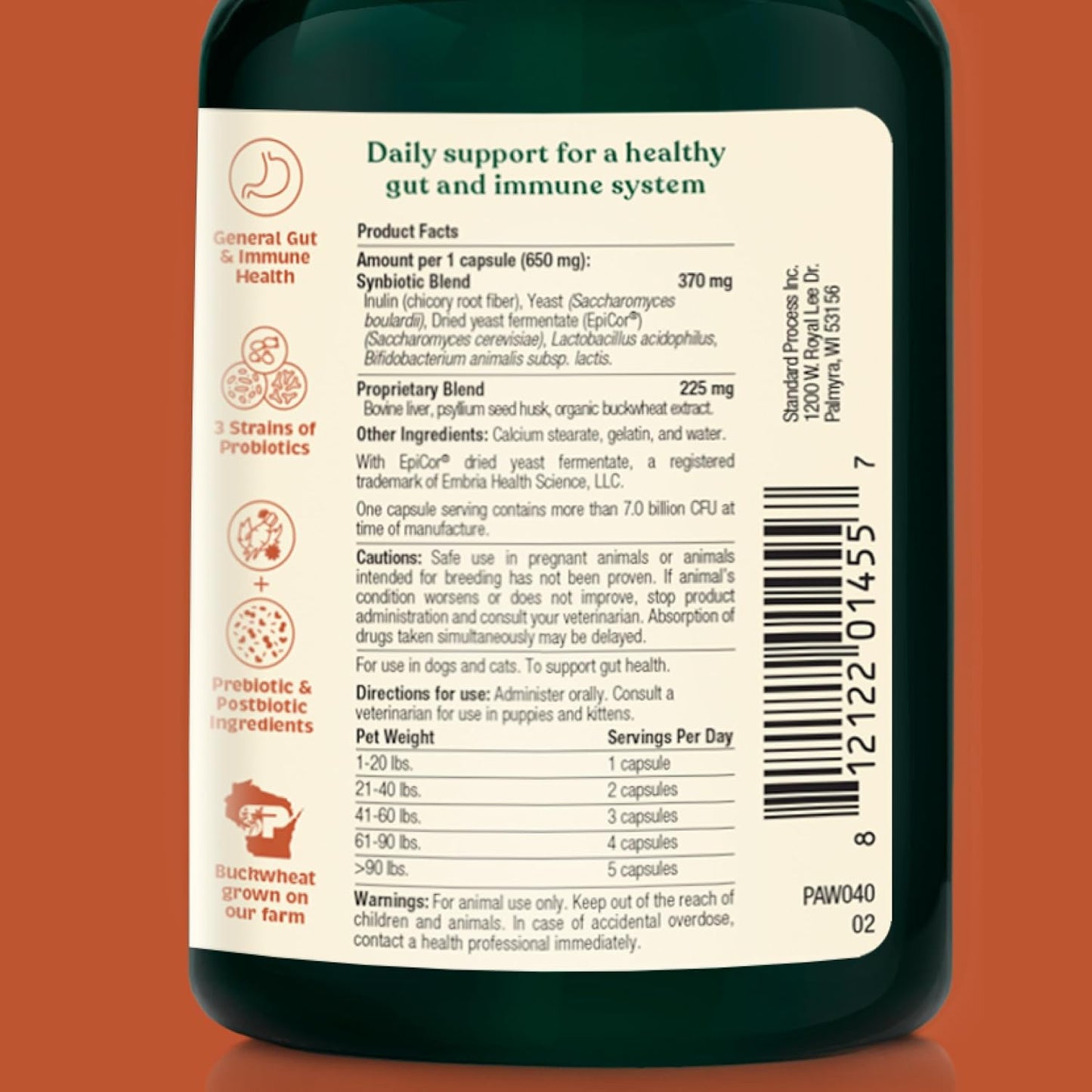 Spirited Paw Probiotic + Gut Health - Digestive and Immune Support for Dogs and Cats - Prebiotic, Probiotic and Postbiotic Pet Care Blend with Organic Buckwheat and Chicory Root Fibre - 90 Capsules - görsel 2