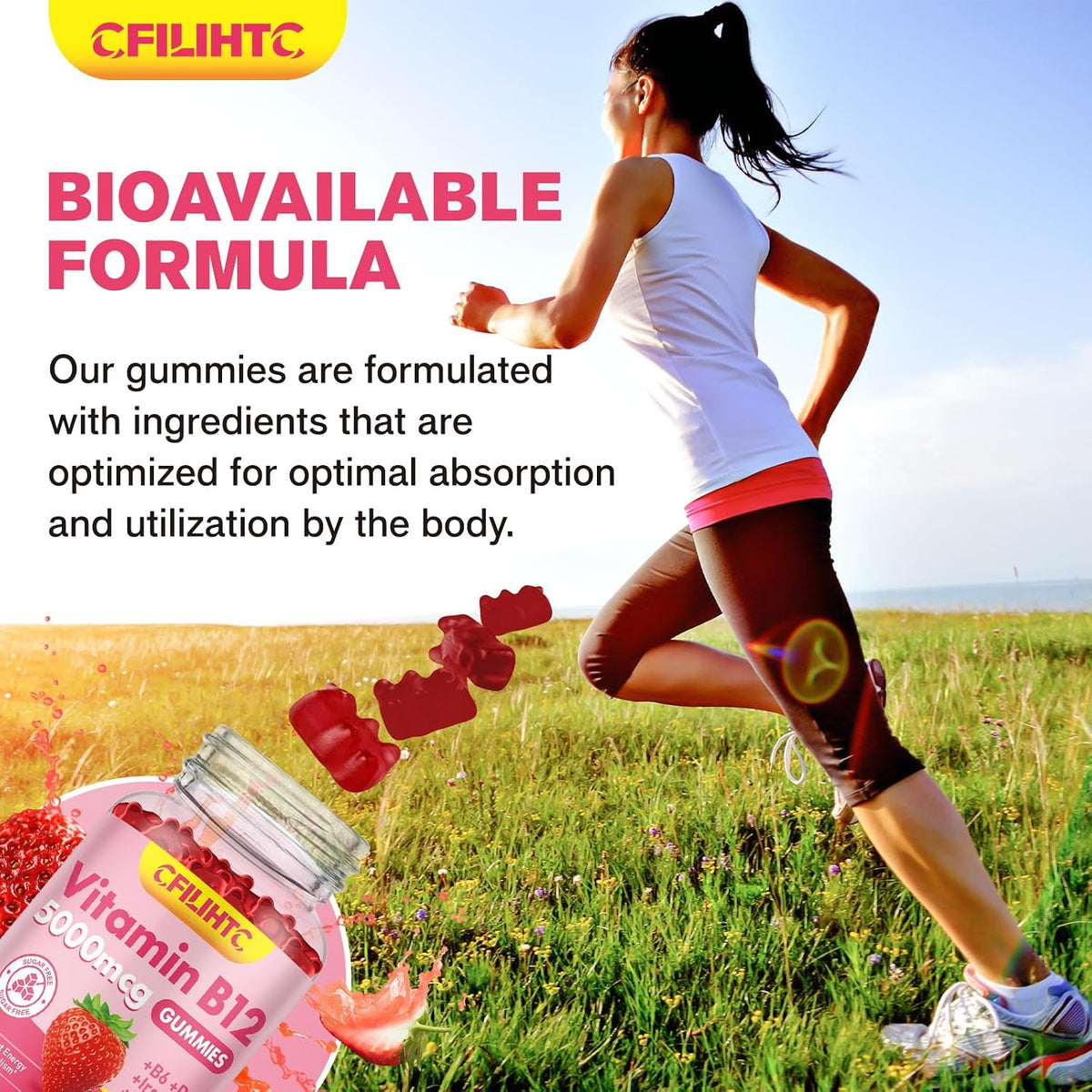 Vitamin B12 Gummies with Methylcobalamin, – Supports energy metabolism: B12 helps convert carbohydrates into – Image 6
