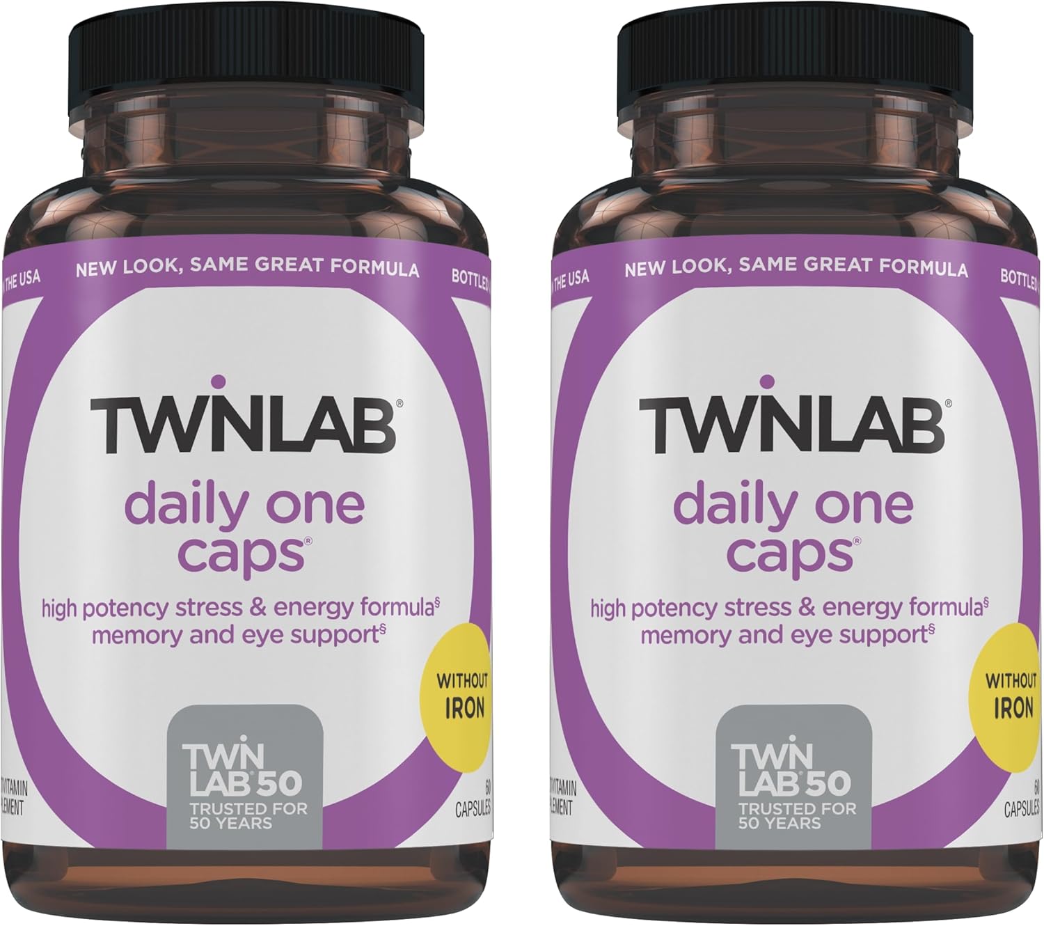 Twinlab Daily One Caps Without Iron - Multivitamin & Mineral Supplement with Zinc, B Vitamins, Magnesium - 60 Capsules (2 Pack) - görsel 1